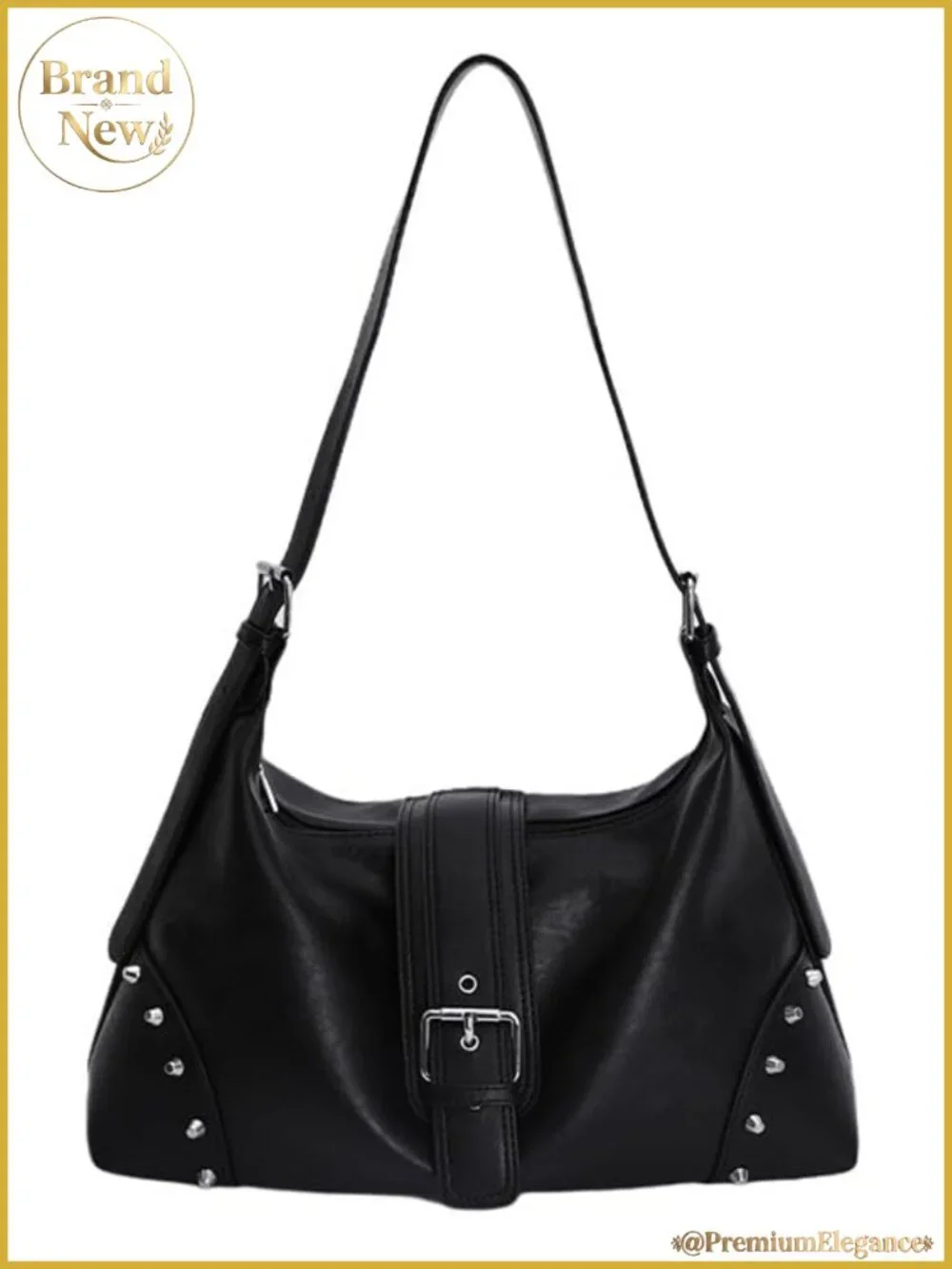 Faux Leather Slouchy Hobo Bag Crossbody Shoulder Handbag